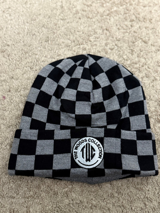 Checkered beanie black n grey